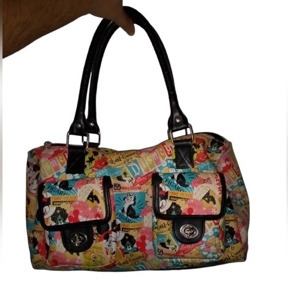 Authentic Disney Park Cartoon Handbag Collage Purse vintage Mickey & Friends bag - Picture 13 of 13